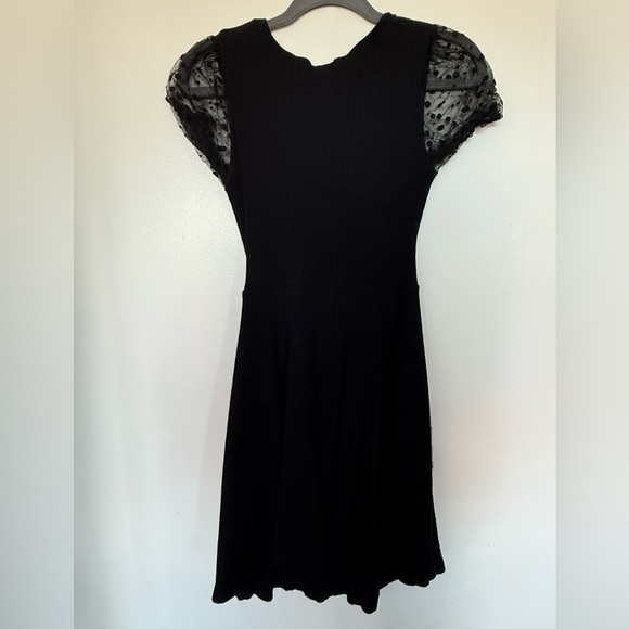 SHEIN Dresses & Skirts - Elegant Black Dress with Sheer Polka Dot Sleeves